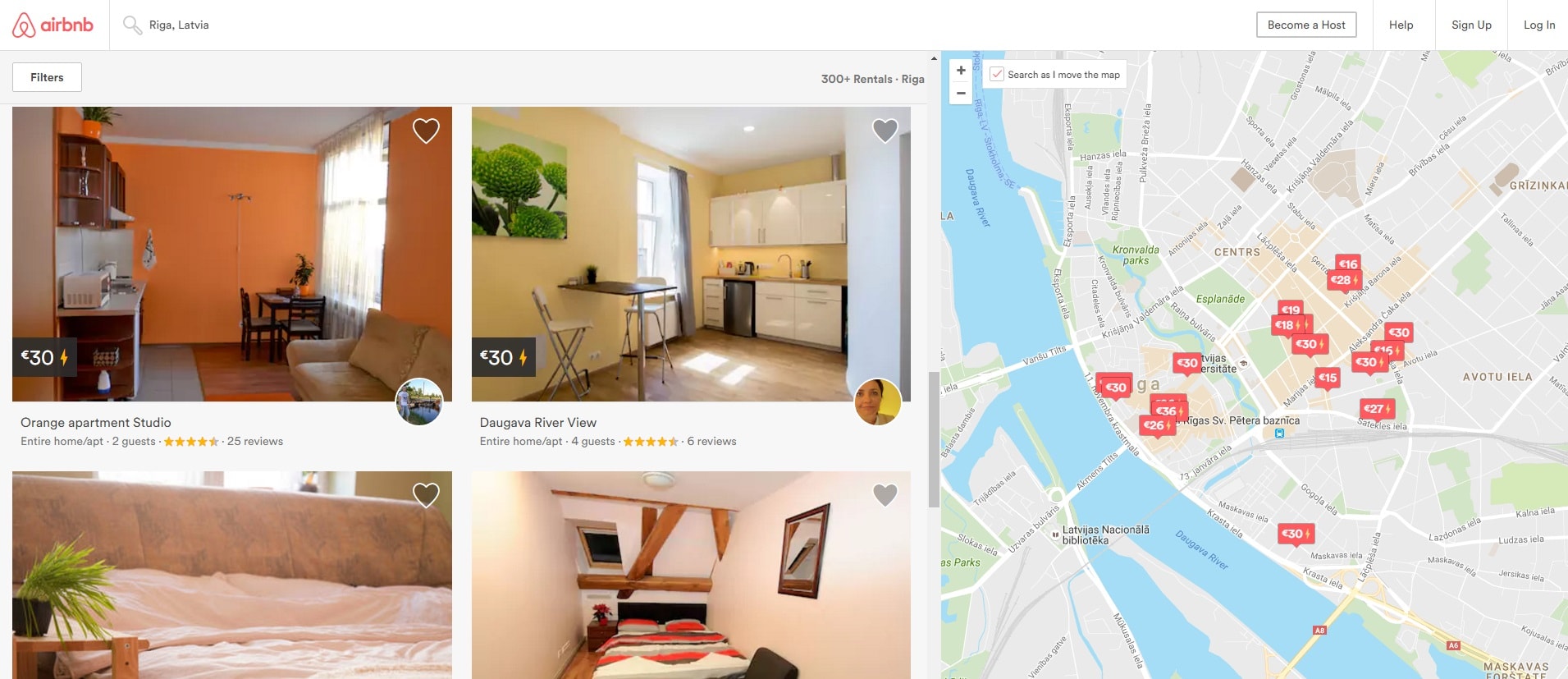 Airbnb mājaslapa